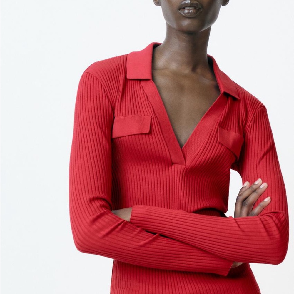 Zara Red V-Neck Sweater